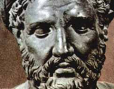 Early reincarnation beliefs in the West are associated with the Greek philosopher Pythagoras in the sixth century BC bust of Pythagoras