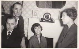 Sharon Hitchings (centre) and family in the front room of No. 63 Wycliffe Road in 1957