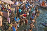 pilgrims bathing in the Ganges in Varanasi (Benares)